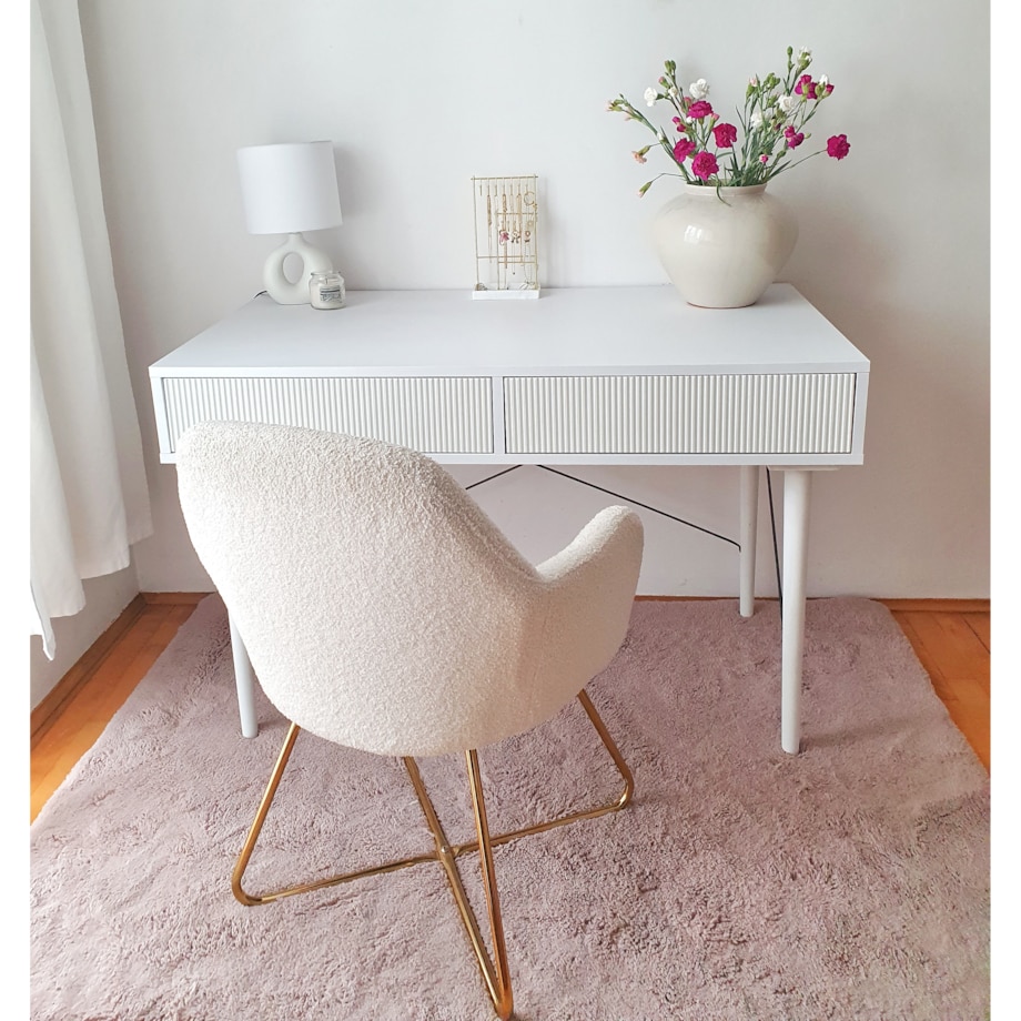 BIURKO BIAŁE MATOWE Z RYFLOWANYMI SZUFLADAMI