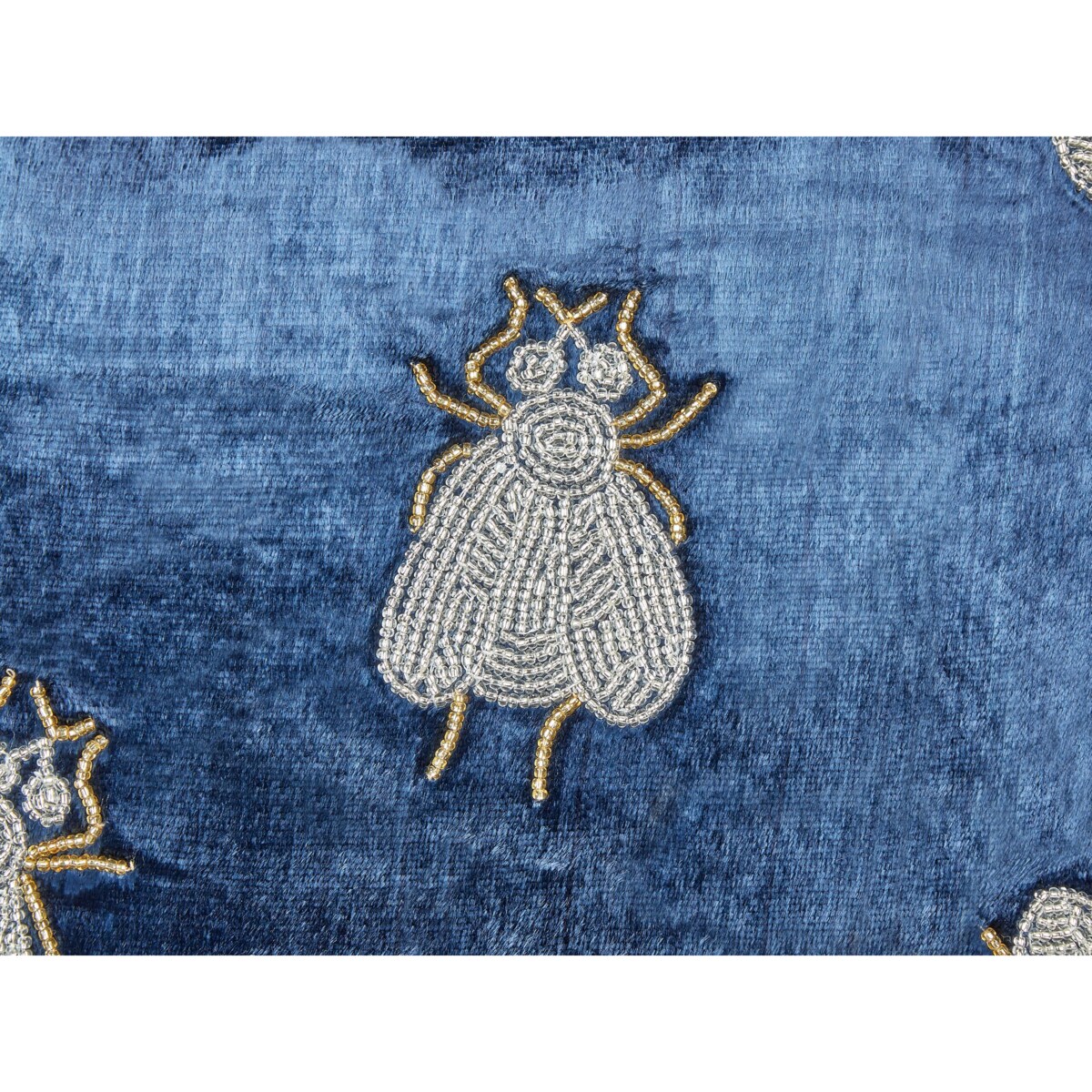 2 welurowe poduszki dekoracyjne haftowana w muchy 45 x 45 cm granatowe PENTAS