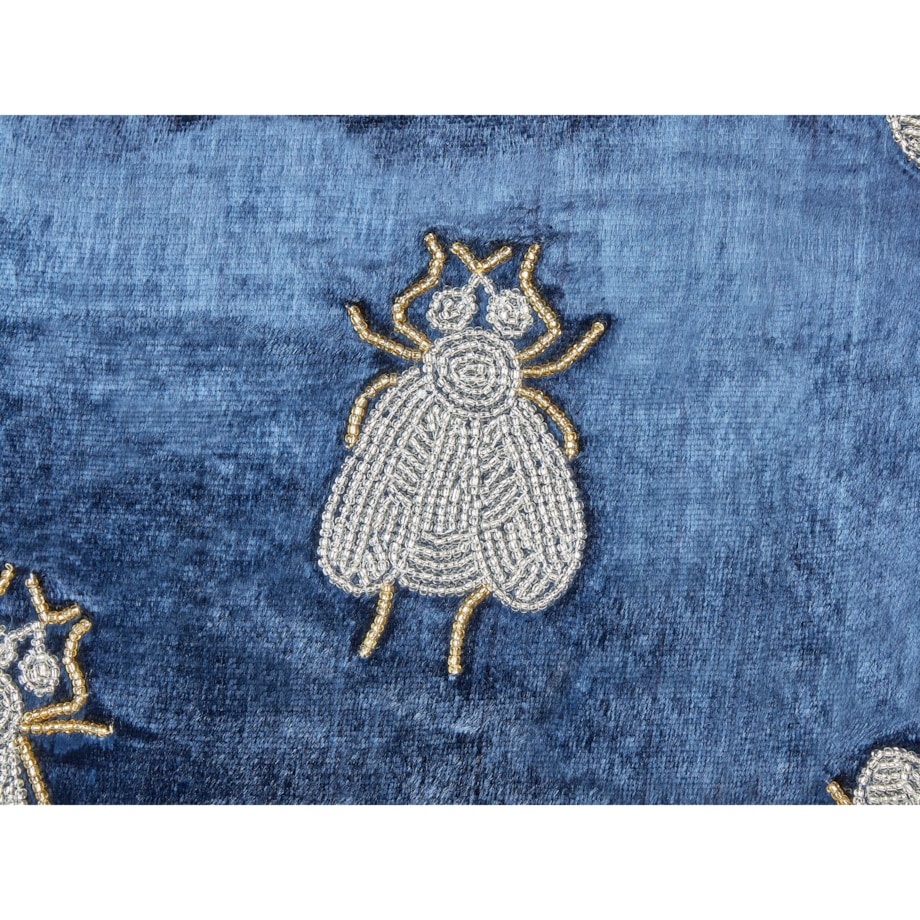 2 welurowe poduszki dekoracyjne haftowana w muchy 45 x 45 cm granatowe PENTAS