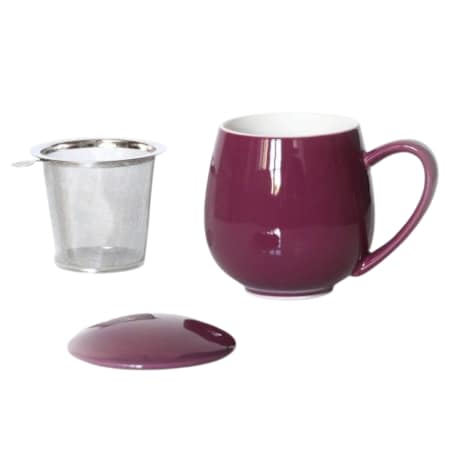 Kubek z zaparzaczem i pokrywką purpurowy - idealny zestaw do przygotowania herbaty, perfekcyjny podarunek prezent dla mamy, taty, babci, dziadka