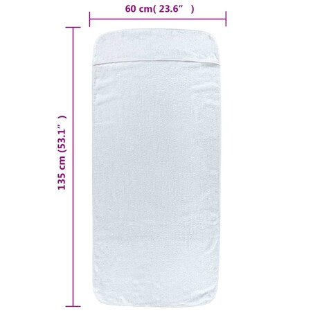 vidaXL Ręczniki plażowe, 2 szt., białe, 60x135 cm, tkanina, 400 g/m²