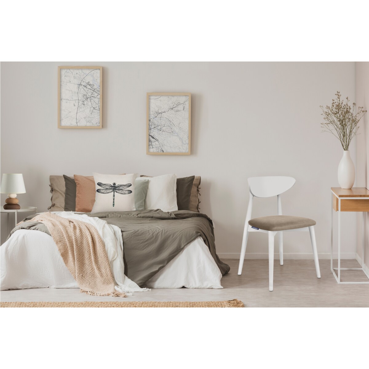 KONSIMO RABI drewniane krzesła 2 sztuki buk beżowy welur