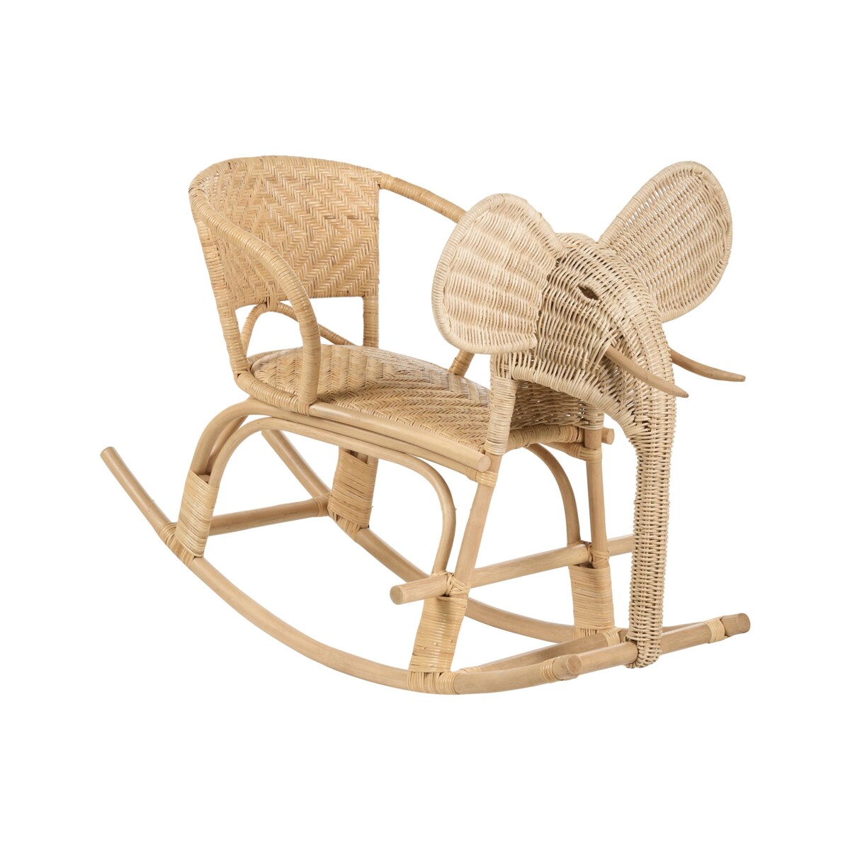 Rattanowy bujak na biegunach słoń naturalny AMPOLLINO