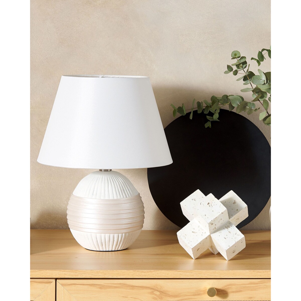 Lampka nocna ceramiczna kremowa SADO