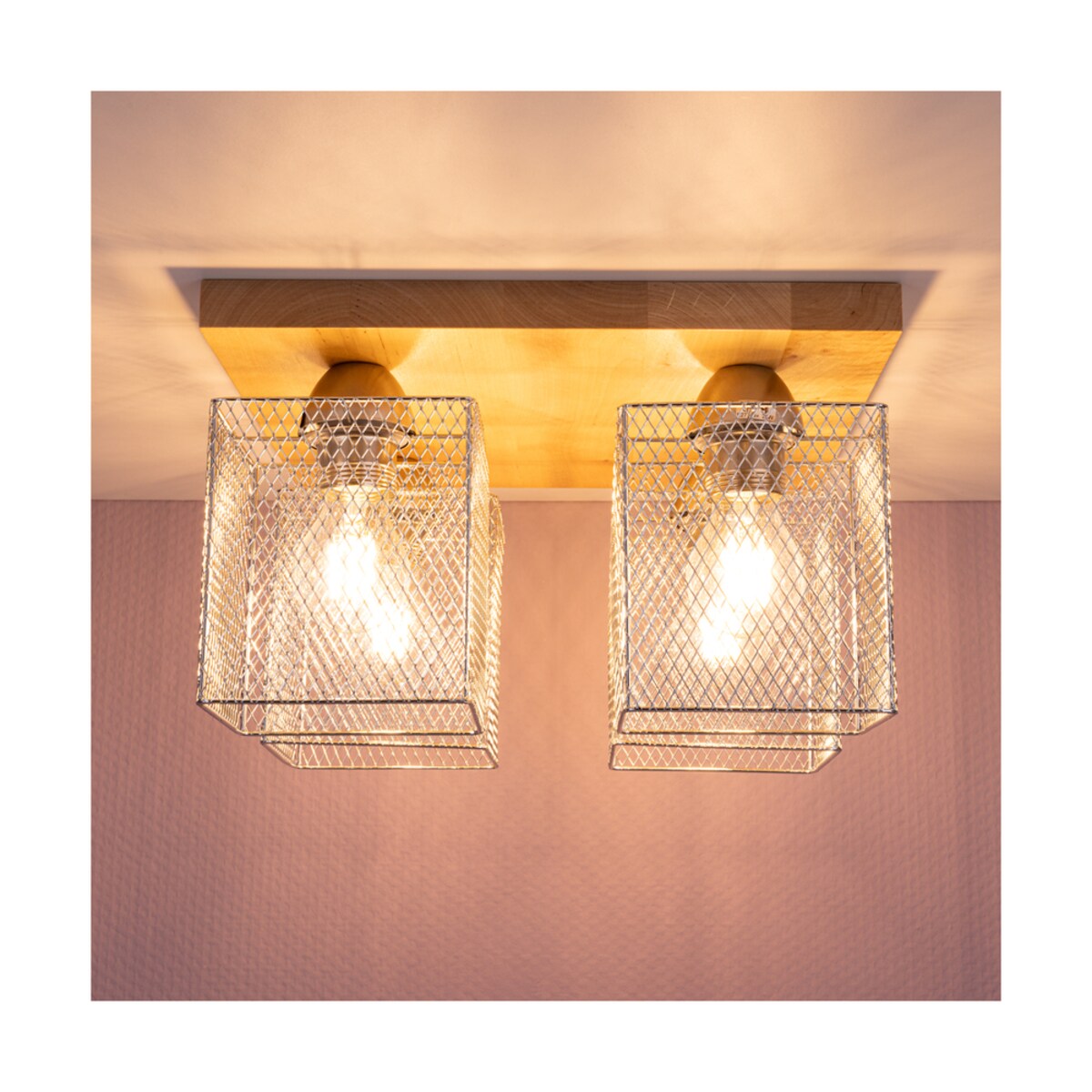 Drewniana Lampa Sufitowa BRITOP Lighting Norman 4xE27 Max.25W Naturalna Brzoza FSC z Akcentem Chromu, Polski Producent 1 szt.