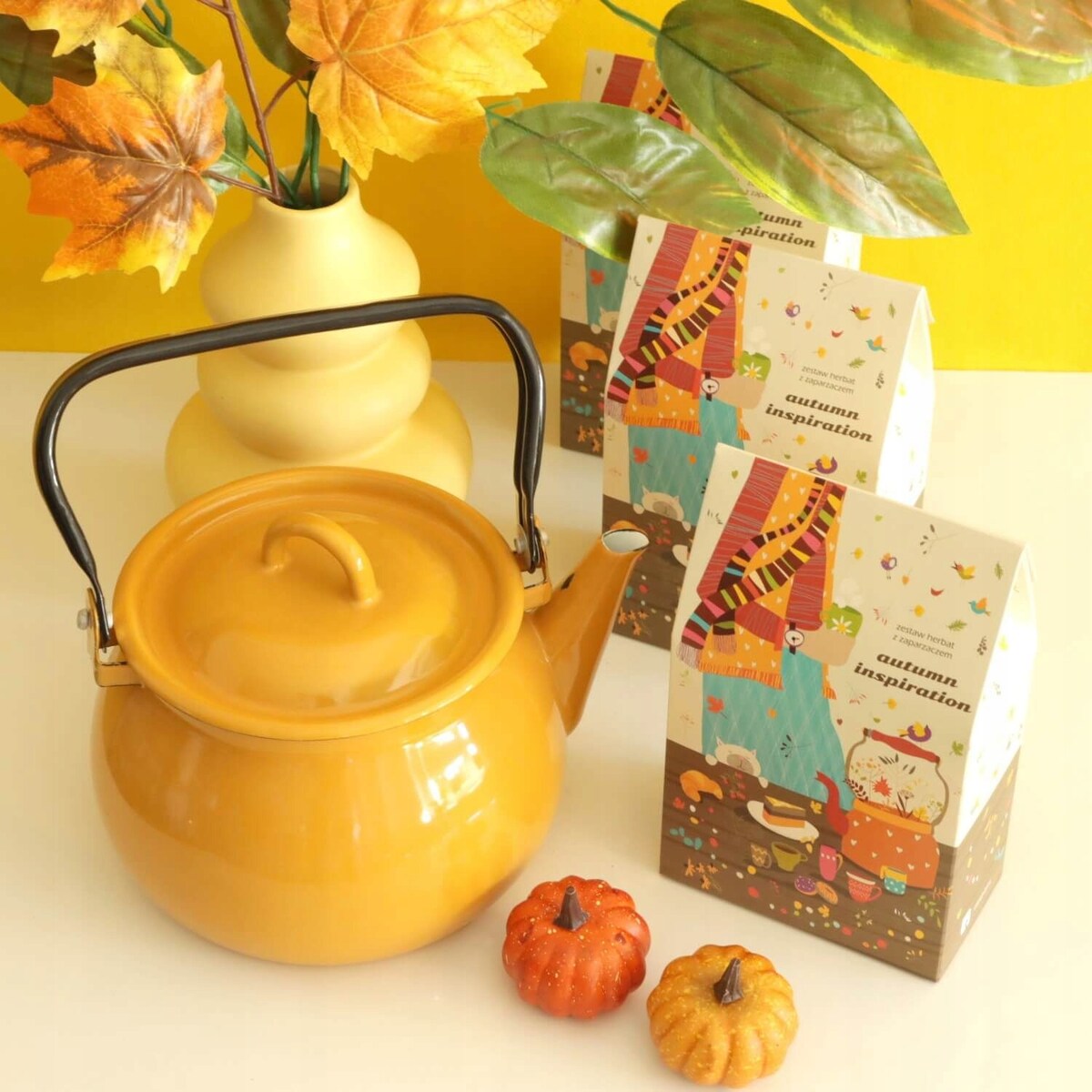 Zestaw mix 10 jesiennych herbat sypanych z zaparzaczem AUTUMN INSPIRATION - box prezentowy upominkowy dla kobiety faceta mamy taty babci dziadka niej niego