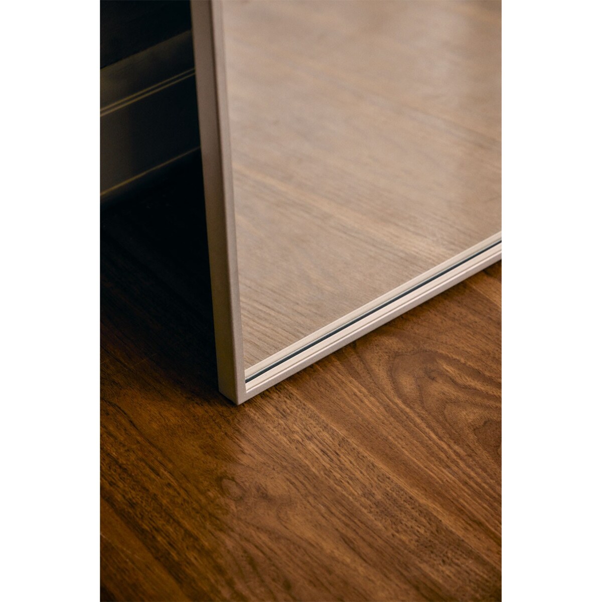 Lustro półowalne w metalowej ramie srebrne 80x180 cm Inys