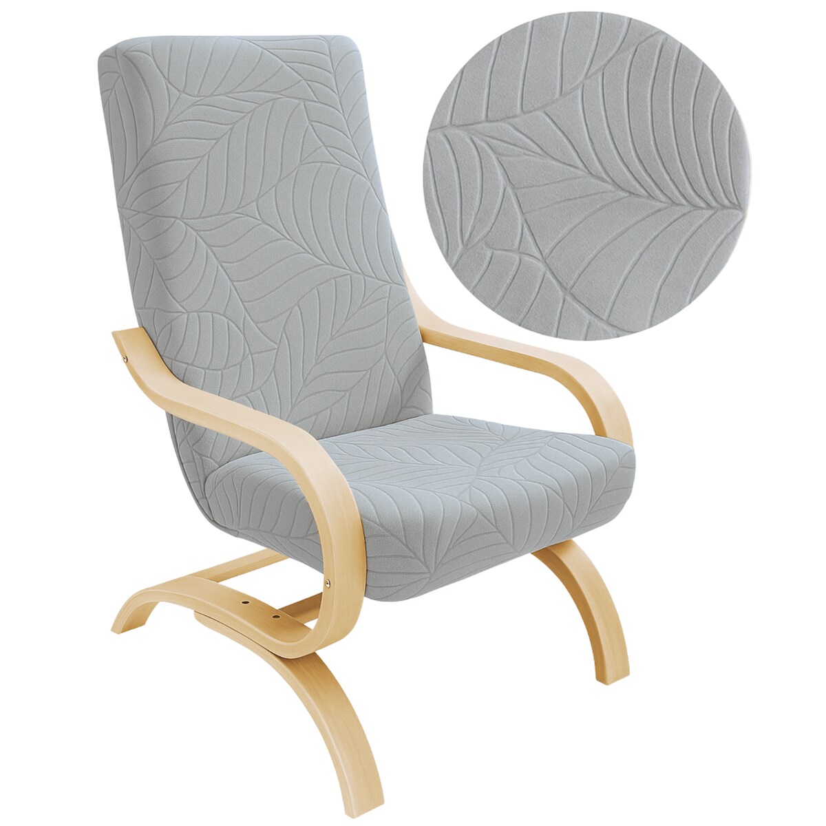 POKROWIEC NA FOTEL FINKA JASNY SZARY WELUR ŻAKARD WZORY ELASTYCZNY [32-Z3-JSZ]