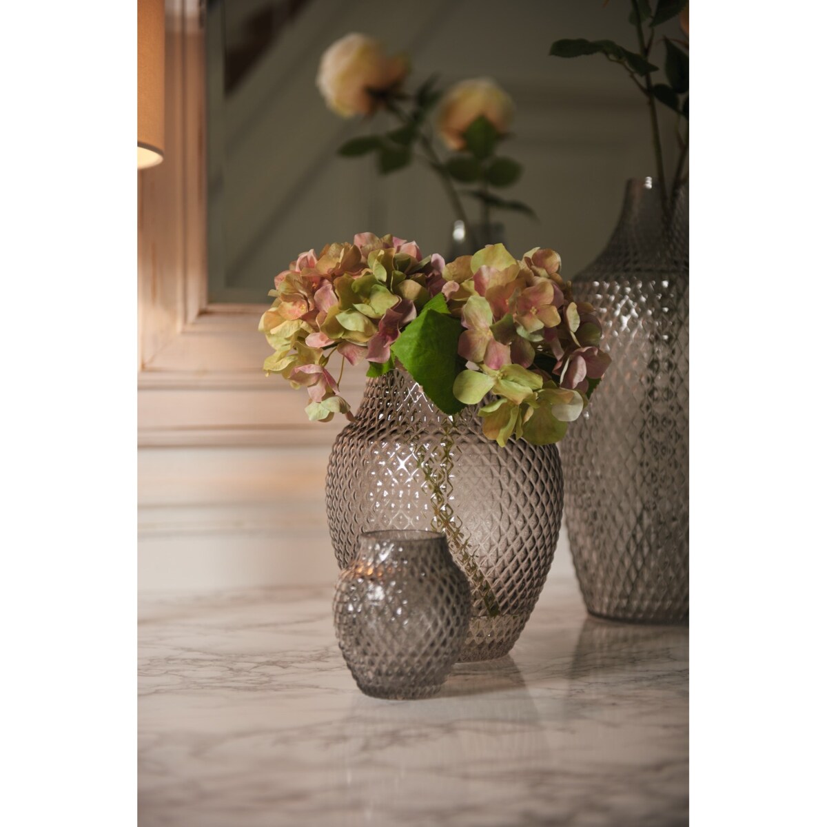 Wazon szklany h 23cm szary POESIA - Leonardo