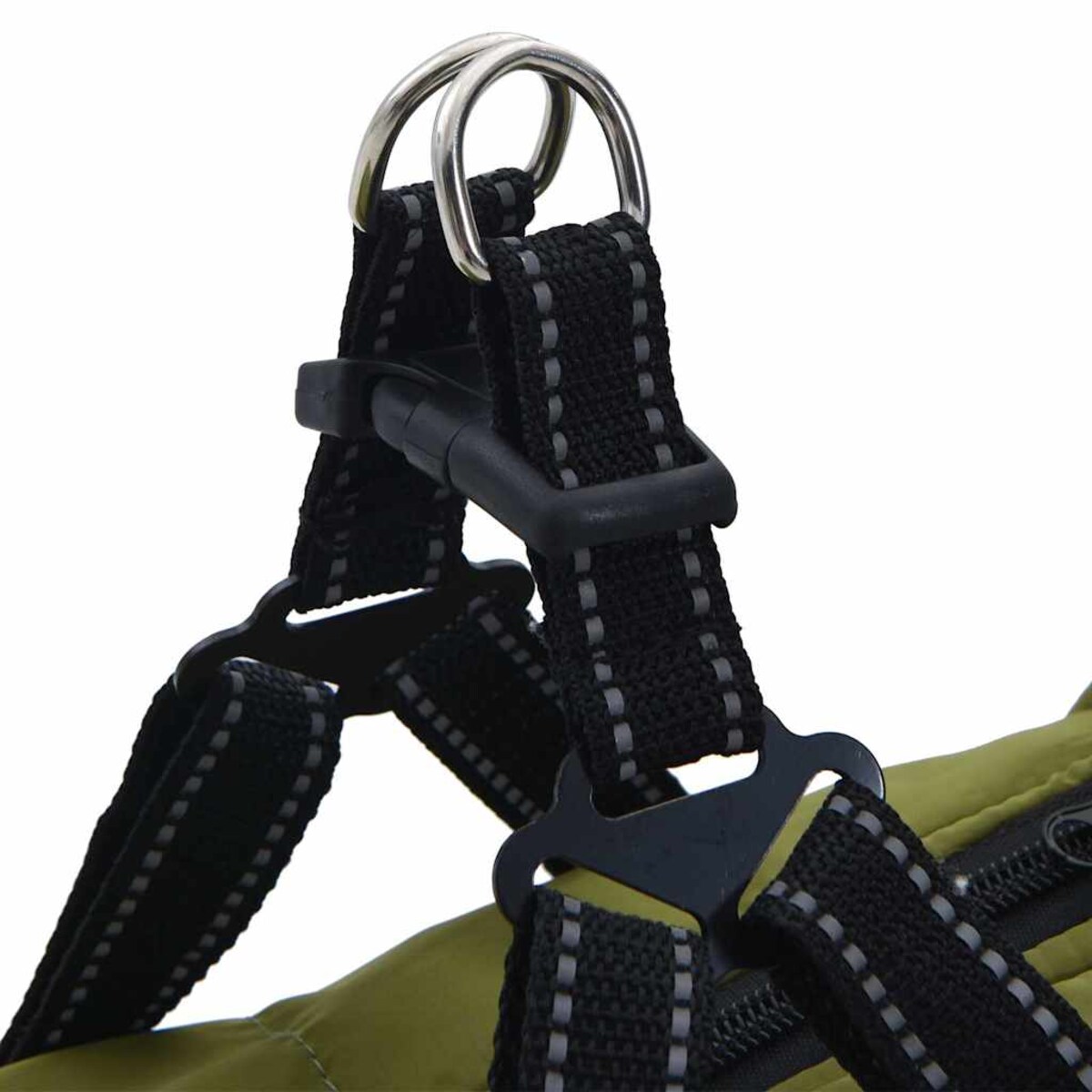 vidaXL Płaszcz dla psa z szelkami, wodoodporny, zielony, L68