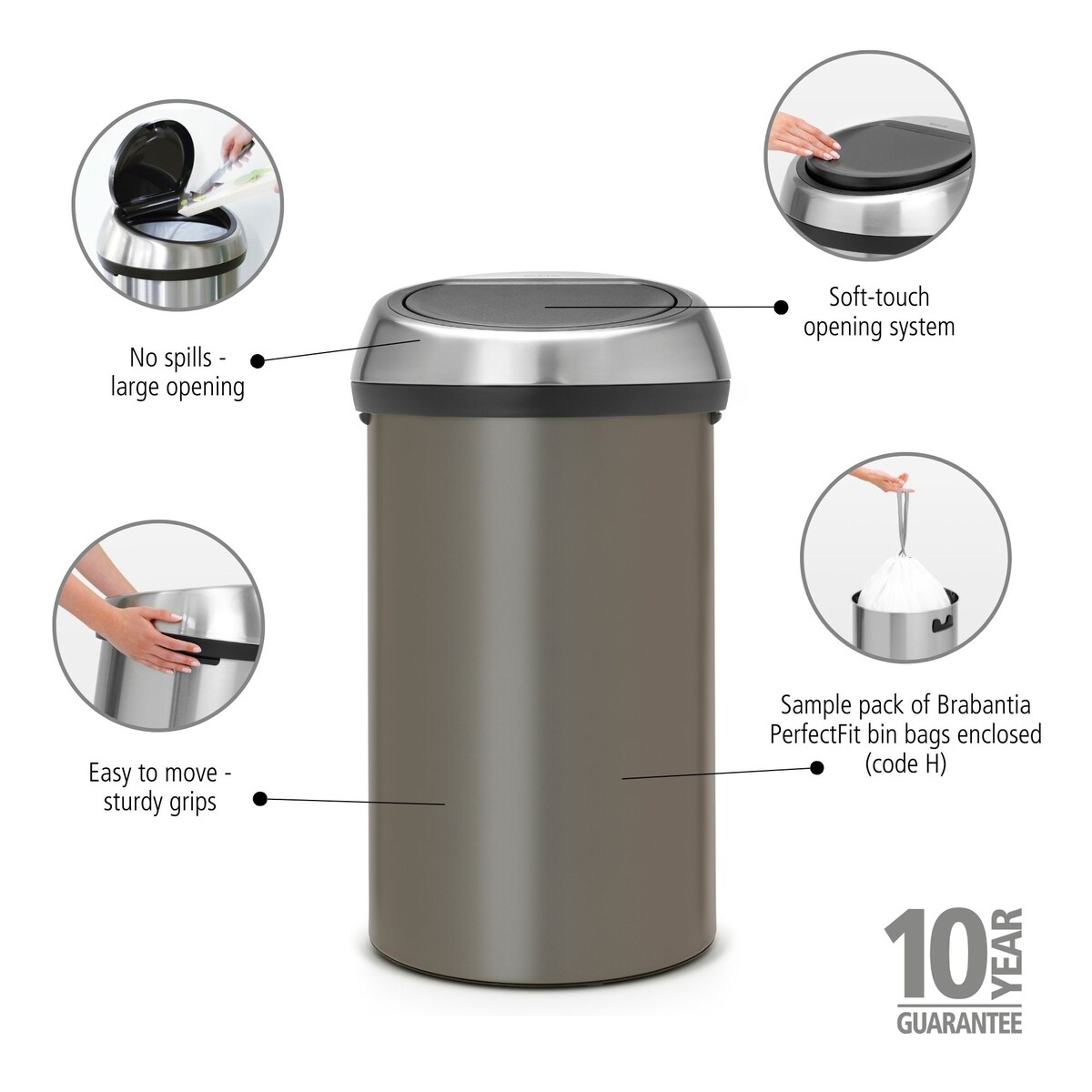 Kosz Bo Touch 60 l Platinum 402463