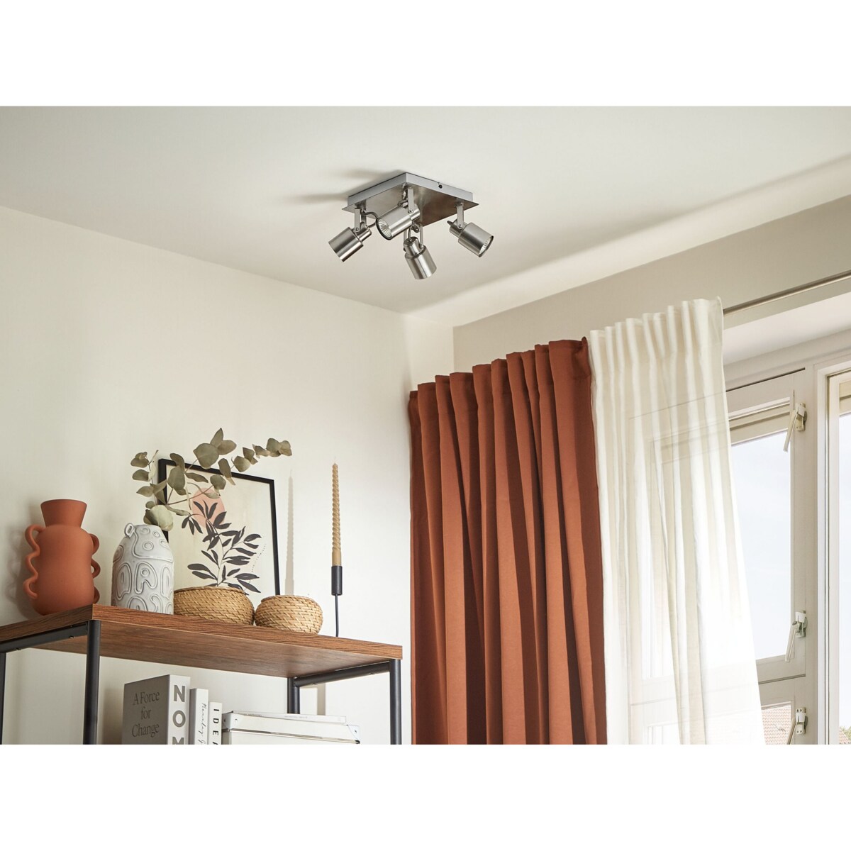 Lampa sufitowa 4-punktowa metalowa srebrna BONTE