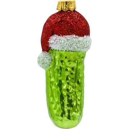 Bombka choinkowa: Ogórek z czapką Świętego Mikołaja