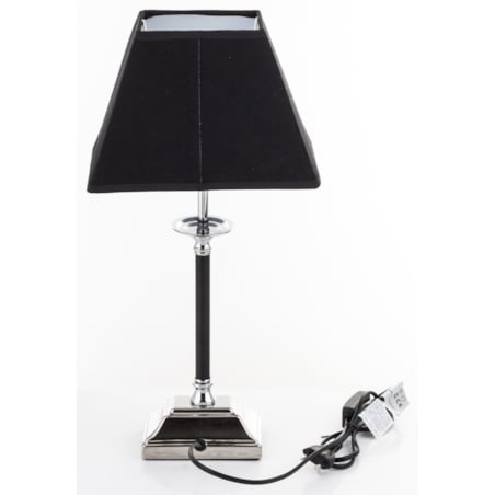 Lampa stołowa 48x14x23 cm MAUD z trapezowym czarnym abażurem