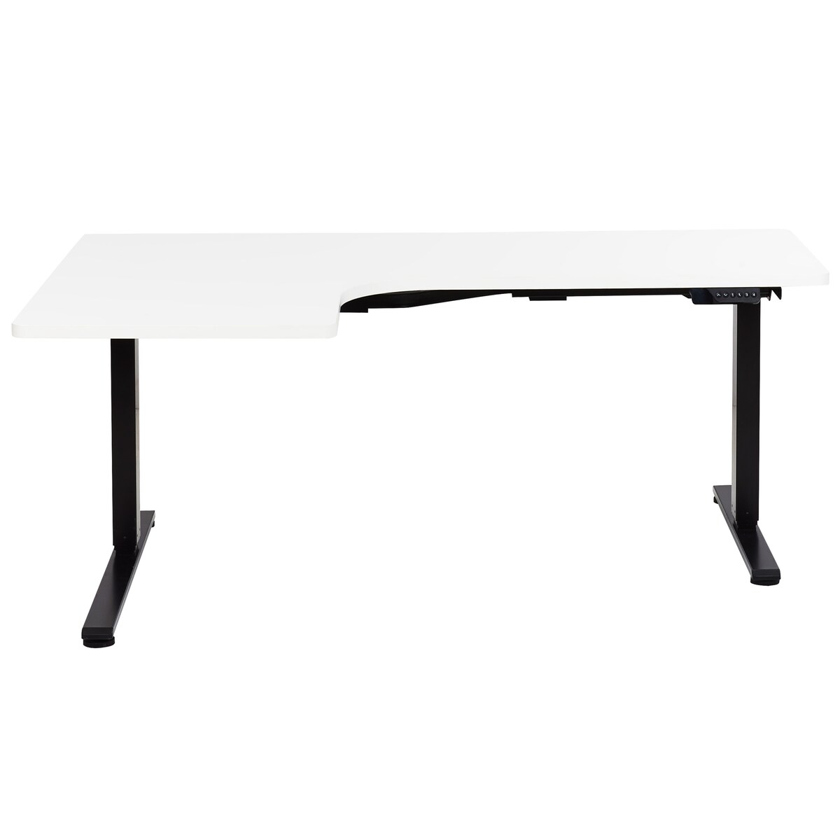 Biurko narożne regulowane elektrycznie DESTINES Biały/ czarny 160 cm 109 cm Lewostronny