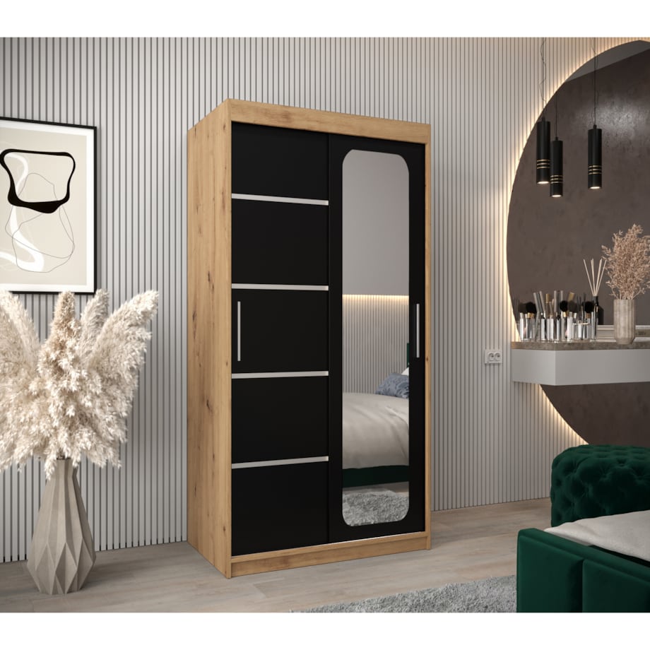 Szafa przesuwna Garderoba PROMO V2 100 artisan/czarny