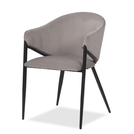 Krzesło tapicerowane do salonu welurowe GLAMOUR jasnoszare