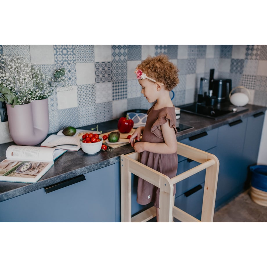 Kitchen Helper Drewniany Pomocnik Kuchenny dla Dziecka, Naturalne Drewno