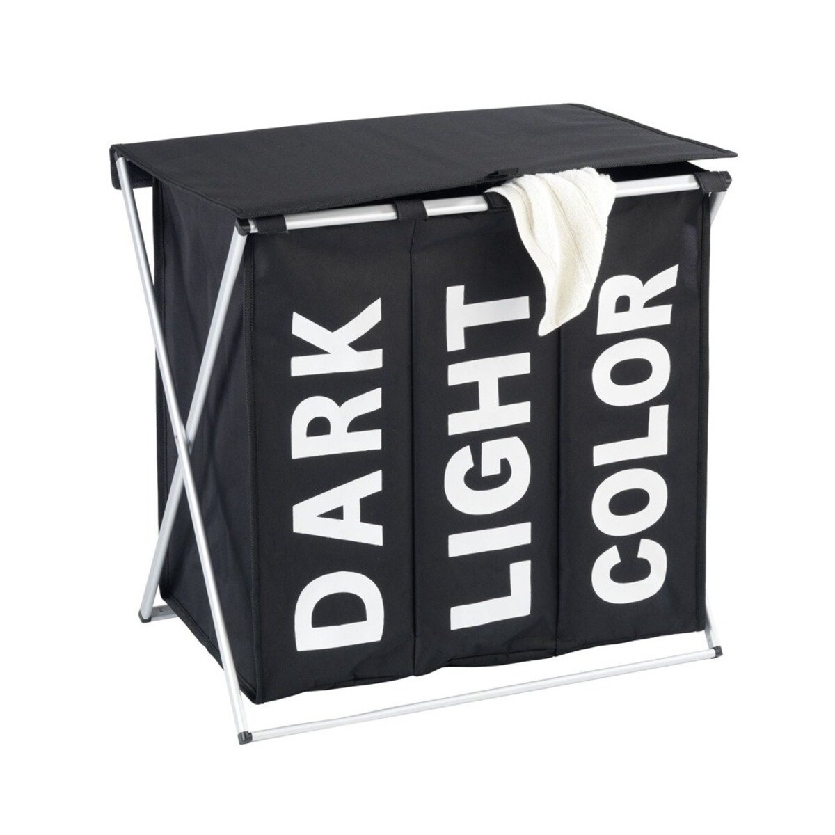 Kosz na pranie zamykany duży TRIO TOP 118 l, pojemnik na brudną odzież 3 komory, WENKO