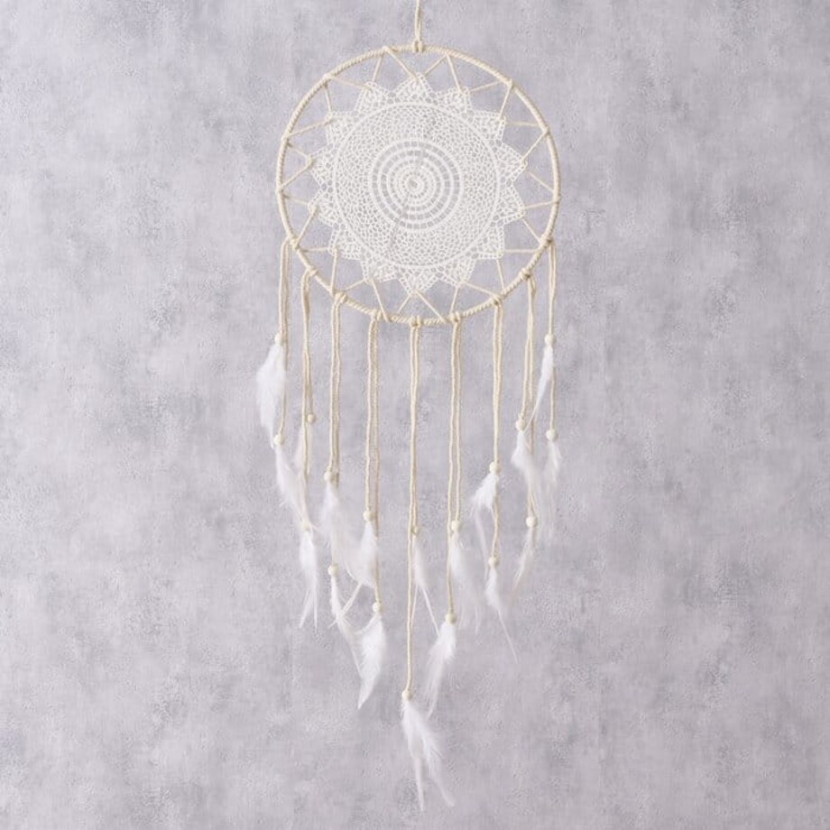 Pleciony Ozdobny Łapacz Snów Boho makrama na Ścianę do Sypialni 30 x 80 cm