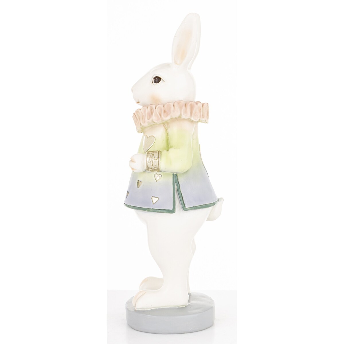 Dekoracja - biała króliczka LUISA 28x10,5x9 cm w sukience w serca