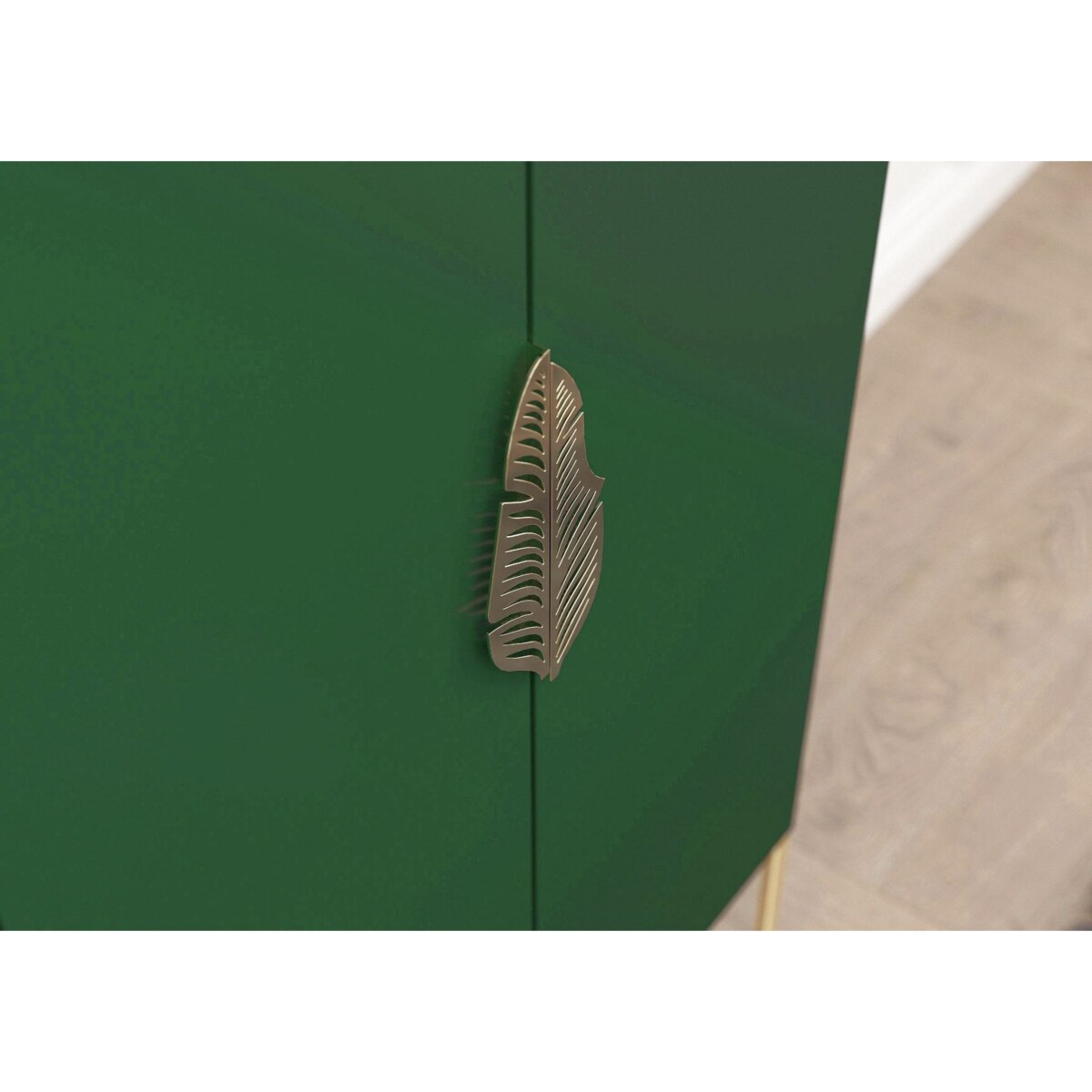 Wysoka zielona komoda ze złotymi dodatkami Skandica MERLIN