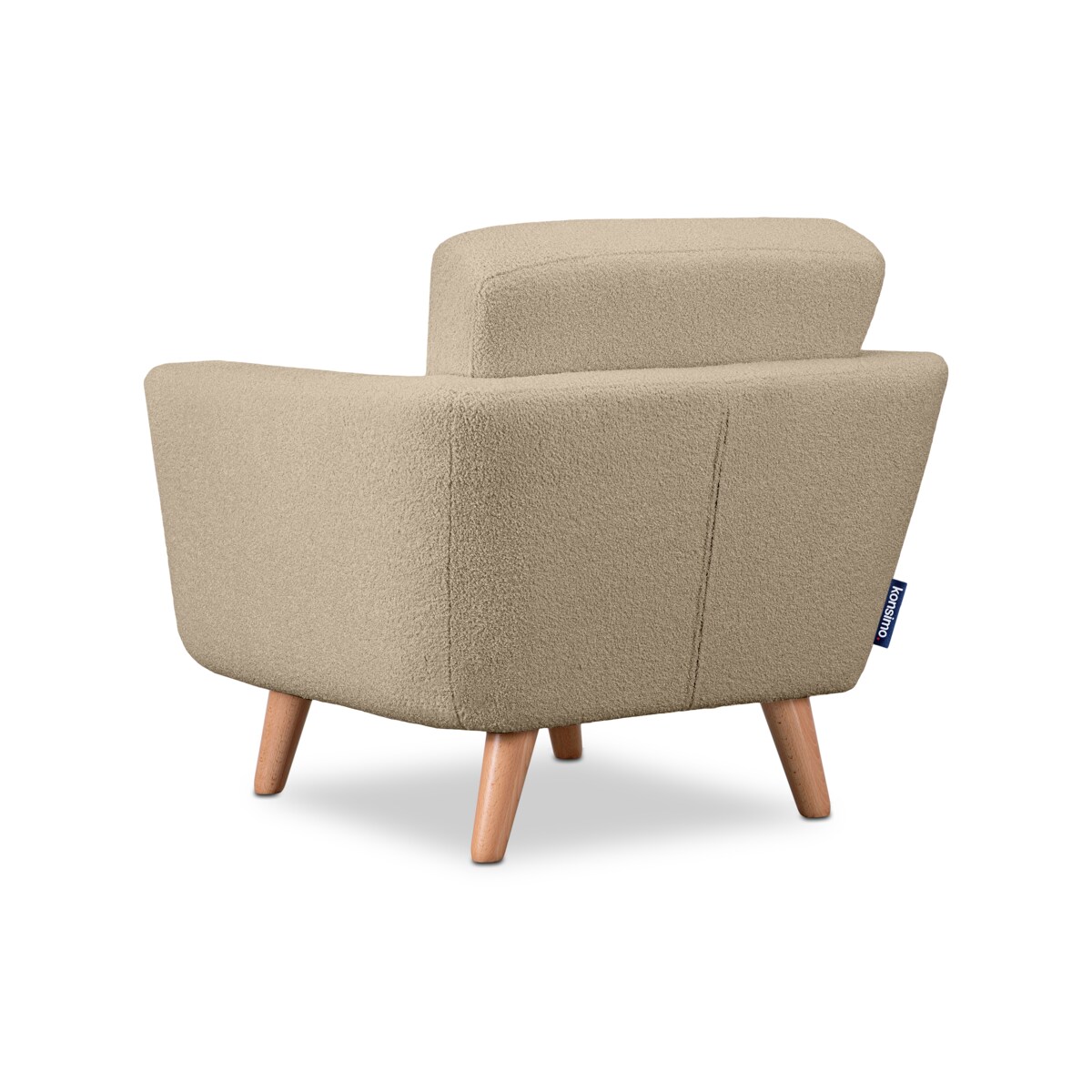 KONSIMO TAGIO Fotel pluszowy skandynawski w kolorze beżowym