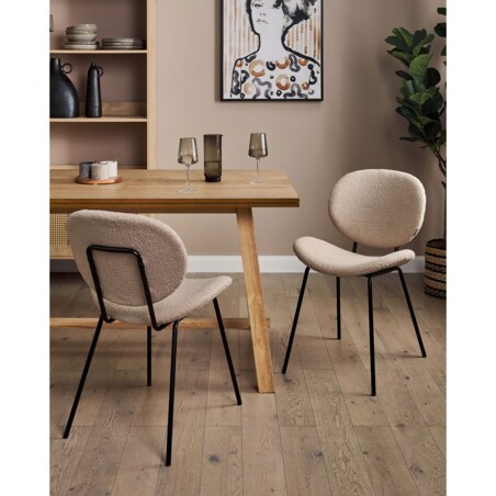 Krzesło do jadalni Zestaw 2 Boucle Beżowoszary LUANA