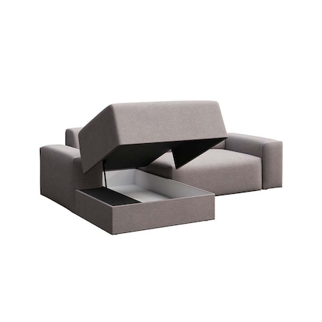 Villet Sofa narożna lewa z funkcją spania i pojemnikiem szara