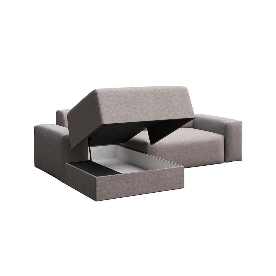 Villet Sofa narożna lewa z funkcją spania i pojemnikiem szara