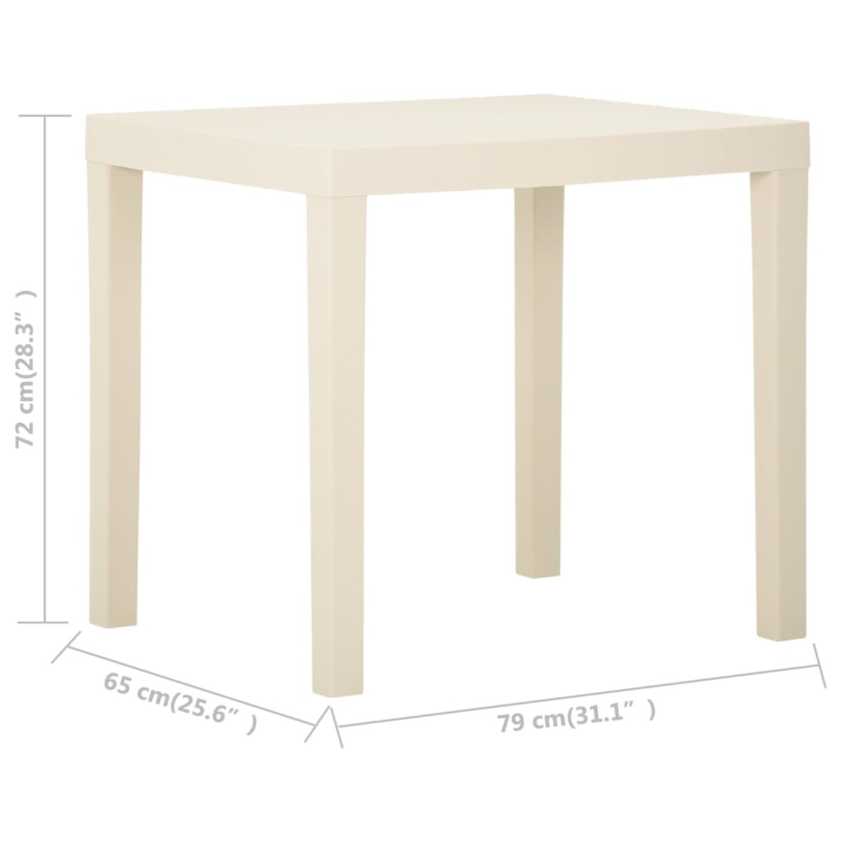 vidaXL Stolik ogrodowy, biały, 79 x 65 x 72 cm, plastikowy