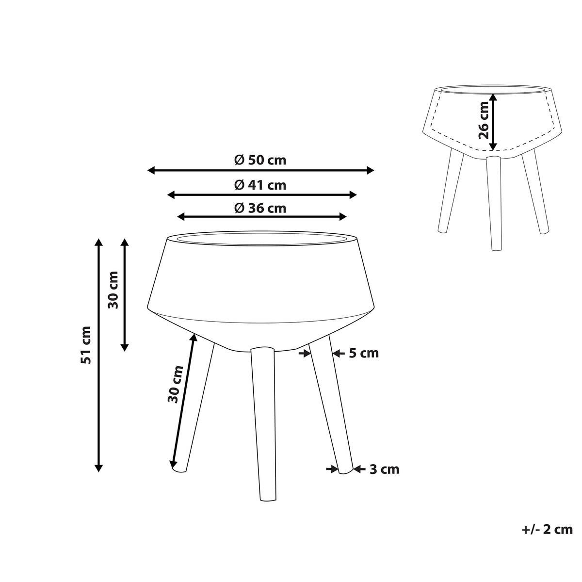 Donica na nóżkach VARDIANI 50 cm Złoty