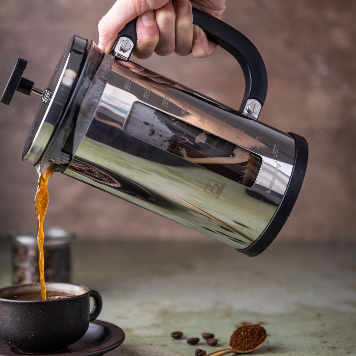 Zaparzacz do kawy i herbaty 1.0L French Press srebrny KLAUSBERG