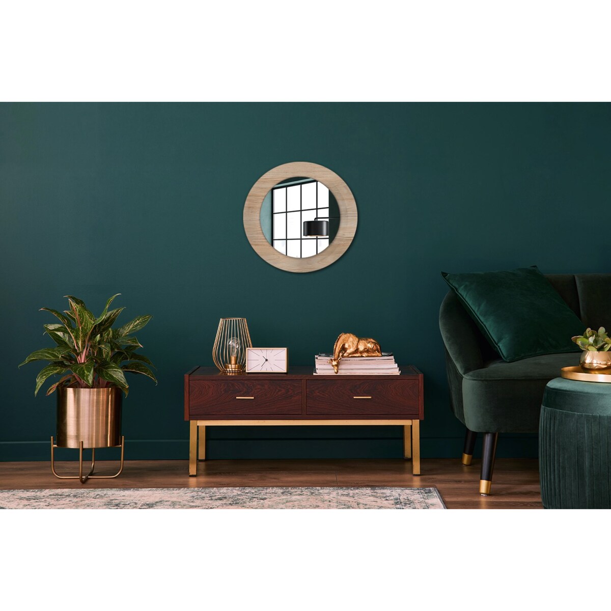 Lustro z nadrukiem Ø 50 - Ø 36 cm Boho Drewno