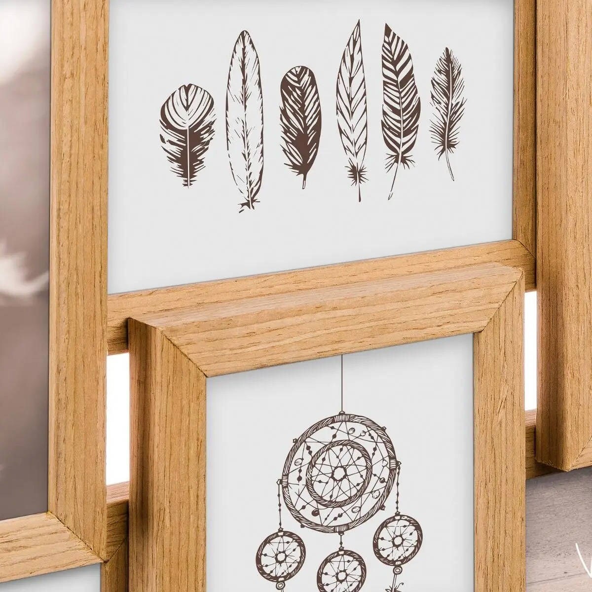 Ramka na kilka zdjęć z drewna, ramka na fotografie, ramki na zdjęcia na ścianę, oprawki na zdjęcia, multirama, ramki drewniane