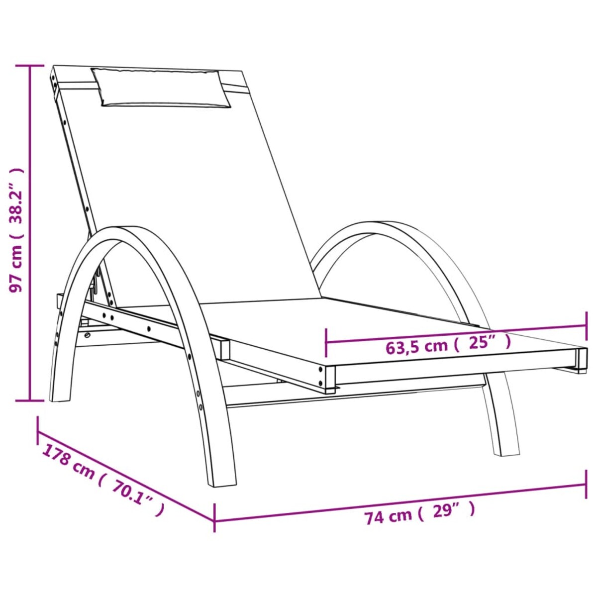 vidaXL Leżak z poduszką, szary, tworzywo textilene i drewno topolowe