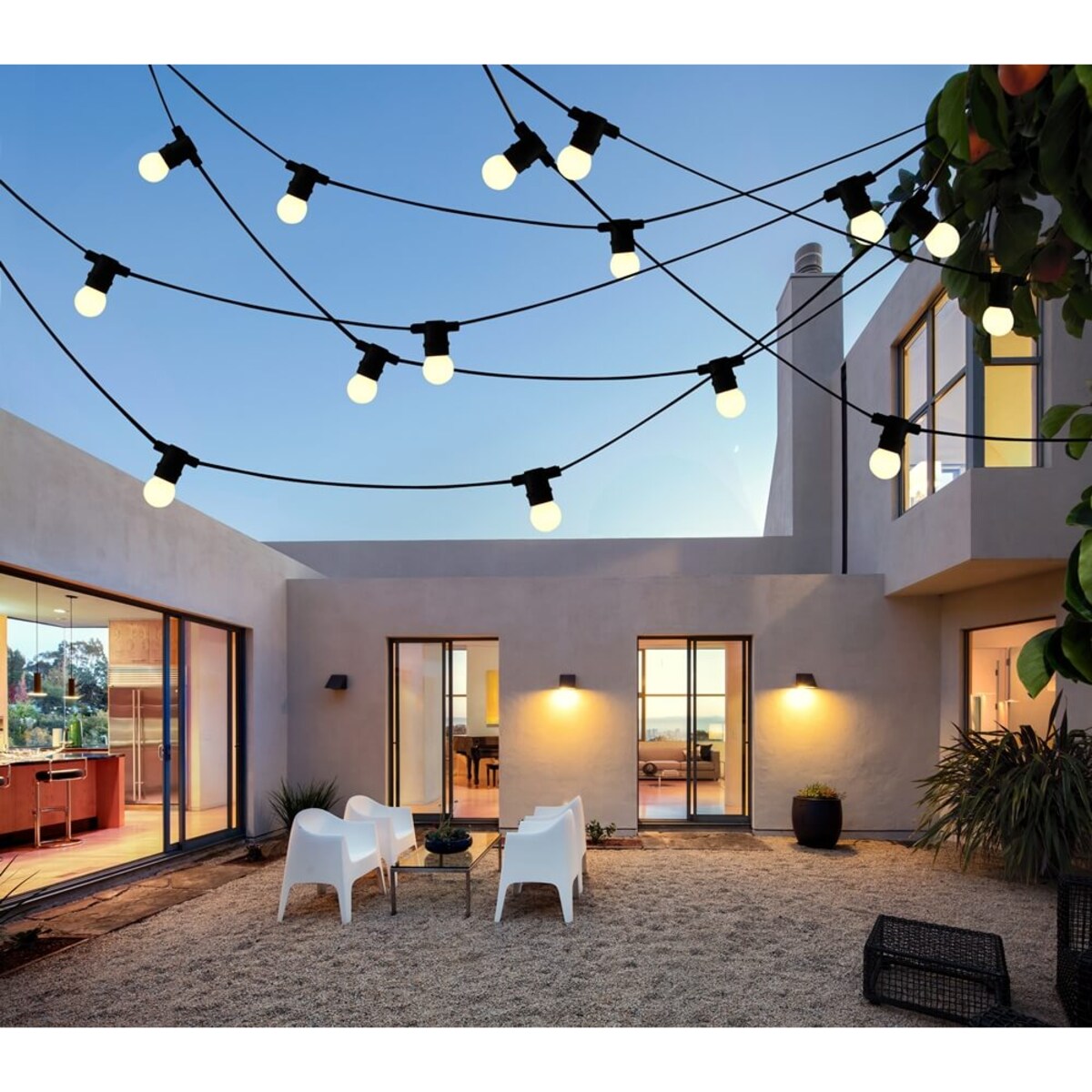 Łańcuch świetlny z oprawkami na żarówki 10szt 6,2m E27 IP44 czarny