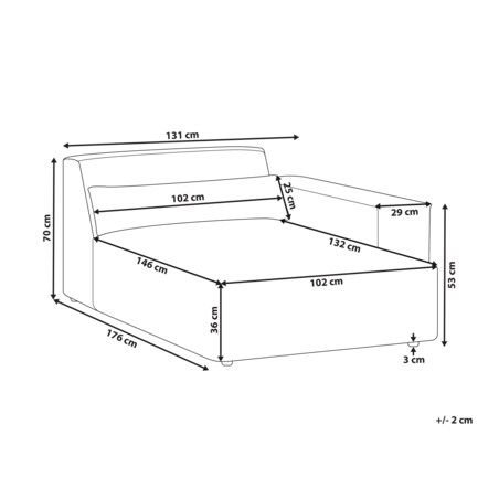 Szezlong welurowy lewostronny beżowy HELLNAR