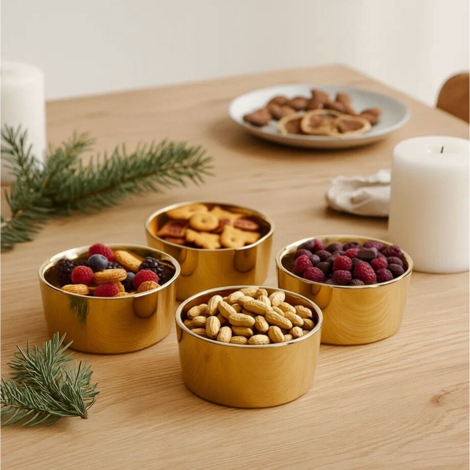 Złote miseczki na przekąski MIRAVO, 4 sztuki x Ø 8,5 cm