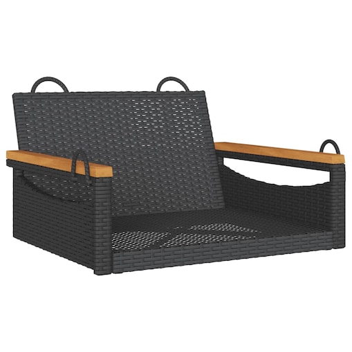 vidaXL Ławka bujana, czarna, 63x62x40 cm, polirattan