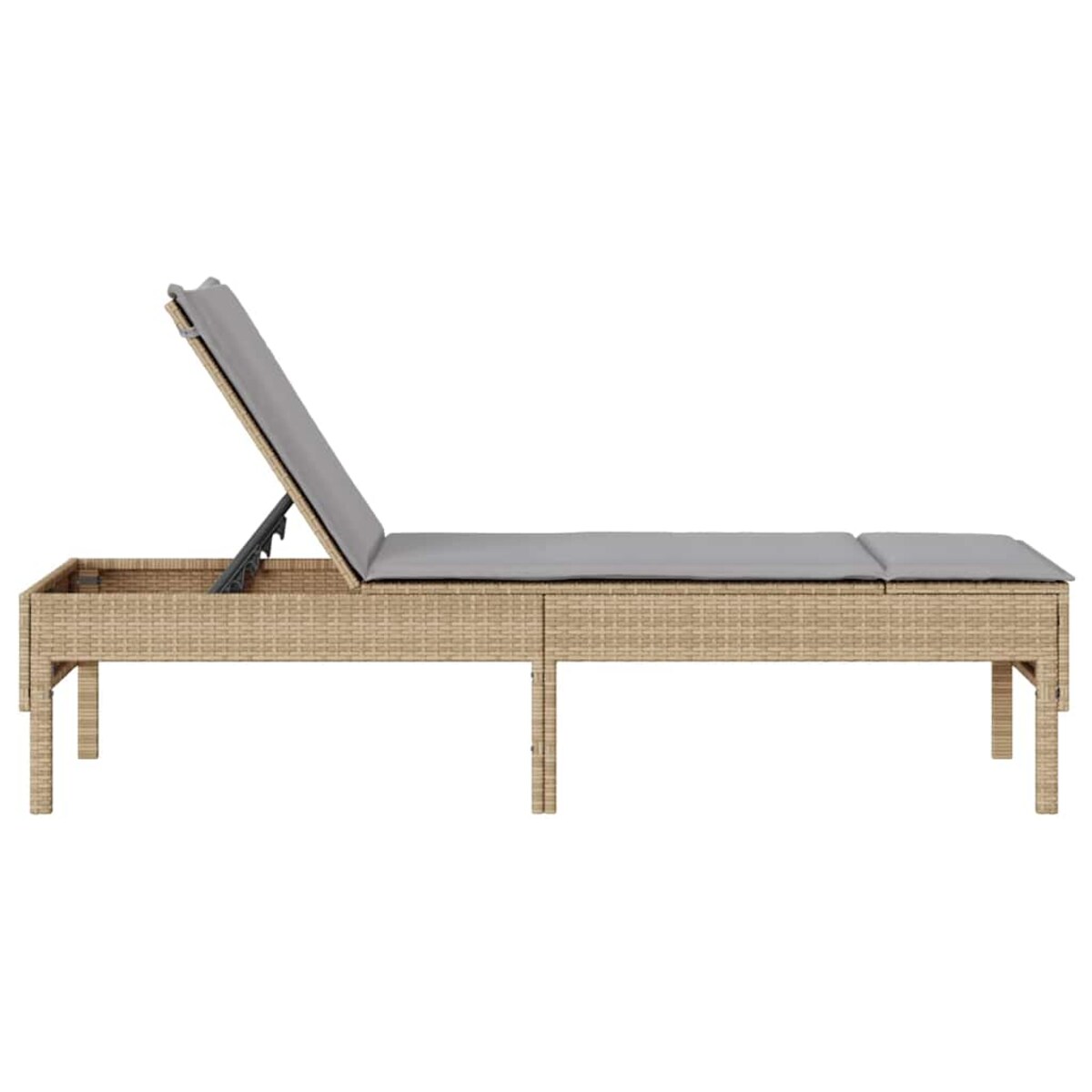 vidaXL Leżak z poduszką beżowy 55x200x44cm polirattan