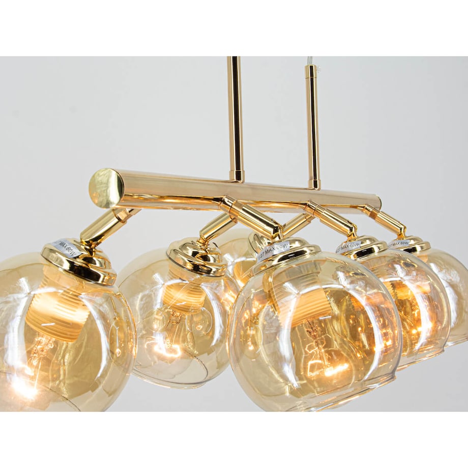 Lampa wisząca wielopunktowa Piran 2208/6 TR szkło kaskada złoto