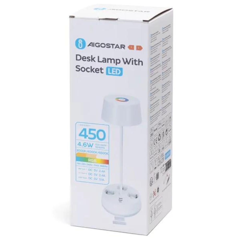 lampa stołowa z listwą zasilajacą led-4.6w 3000k/4000k/6500k-450lm