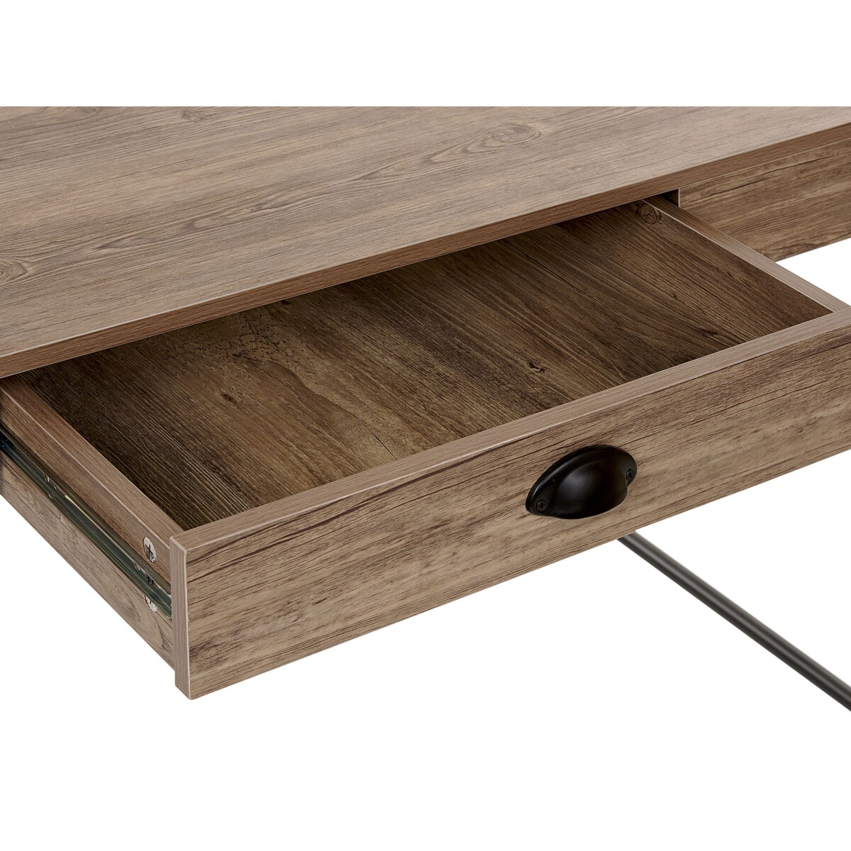 Biurko z szufladą 120 x 60 cm beżowoszary drewno z czarnym CASCO