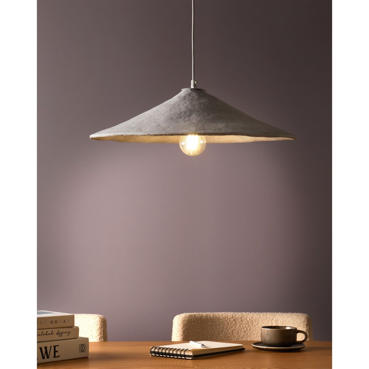 Lampa wisząca PORONGOS Papier-mâché Biały