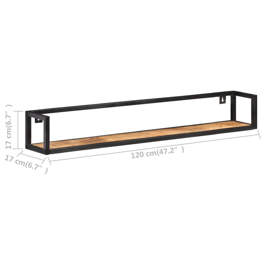 vidaXL Półki ścienne, 2 szt., 120 cm, surowe drewno mango