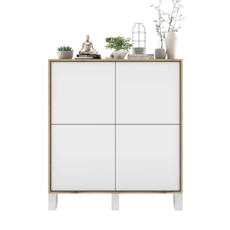 Komoda Industrialna Komoda Loft Biały MAT Dąb Wotan 113 cm