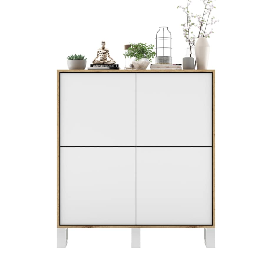 Komoda Industrialna Komoda Loft Biały MAT Dąb Wotan 113 cm