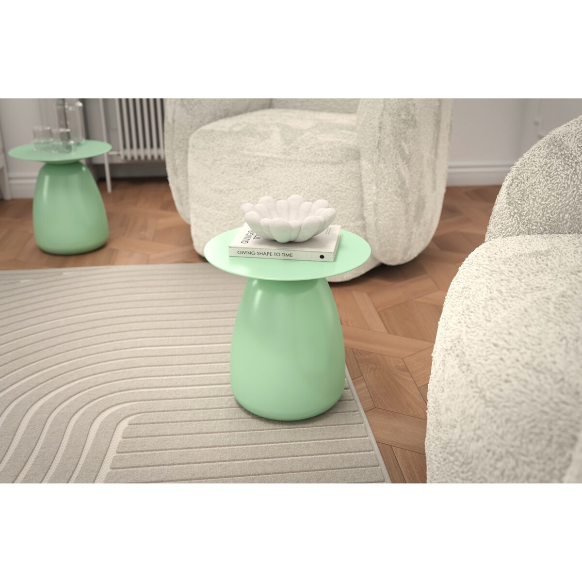 Stolik drewniany różne kolory Baobab 34, kolor pudrowa zieleń