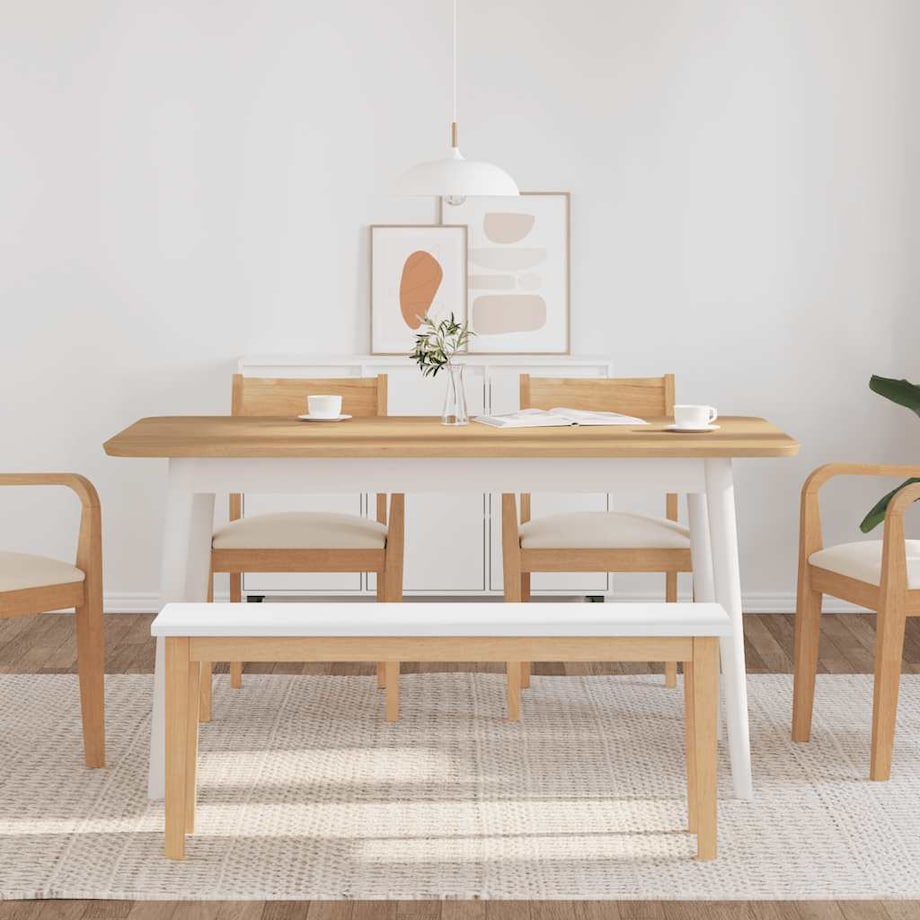 vidaXL Ławka 110 cm Drewno lite Guma